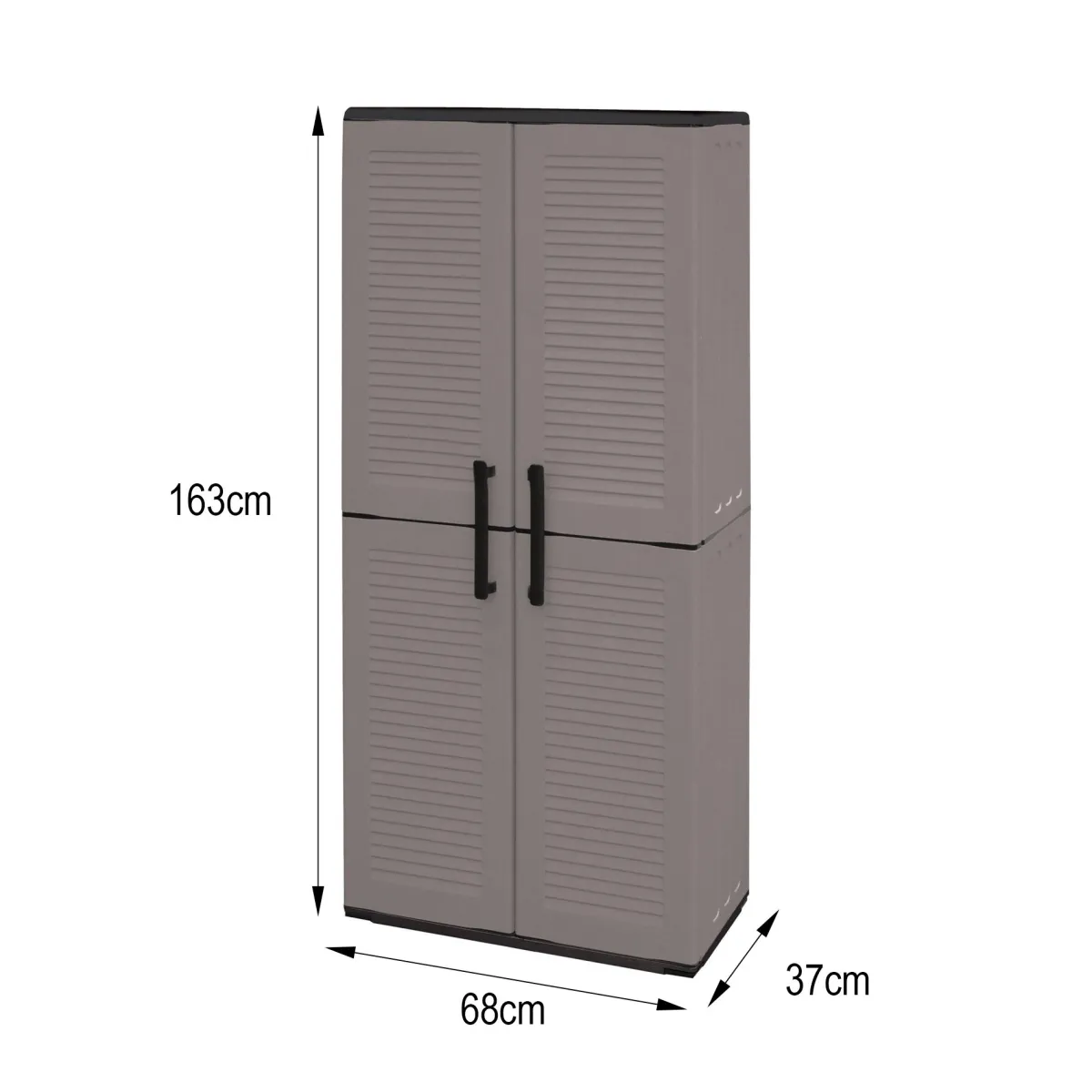 Armadi Da Esterno|Outdoor > Dmora Armadio esterno 2 ante grigio e nero 68x163h cm - Arabel Nero, Grigio