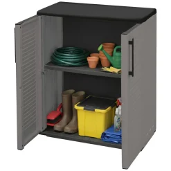 Armadio esterno 2 ante grigio e nero 68x84h cm - Arisa