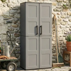 Armadio esterno ripiani regolabili grigio e nero 68x163h cm - Arabel