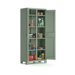 Armadi Da Esterno > Dmora Armadio giardino 2 ante grigio e verde 80x182h cm - Quesnel Verde, Grigio