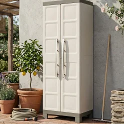 Armadi Da Esterno > Dmora Armadio giardino 2 ante sabbia 65x182h cm - Strathmore Marrone Sabbia