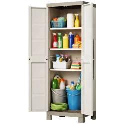Armadi Da Esterno > Dmora Armadio giardino 2 ante sabbia 65x182h cm - Strathmore Marrone Sabbia