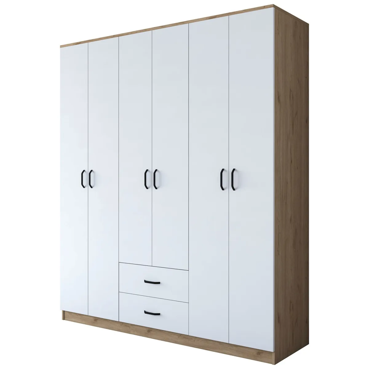Altri Guardaroba > Dmora Armadio Grande Bianco: Organizzazione Elegante e Funzionale Marrone, Bianco Rovere