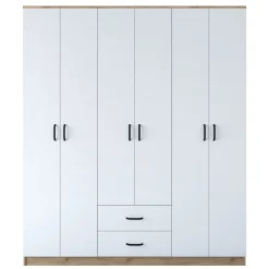 Altri Guardaroba > Dmora Armadio Grande Bianco: Organizzazione Elegante e Funzionale Marrone, Bianco Rovere