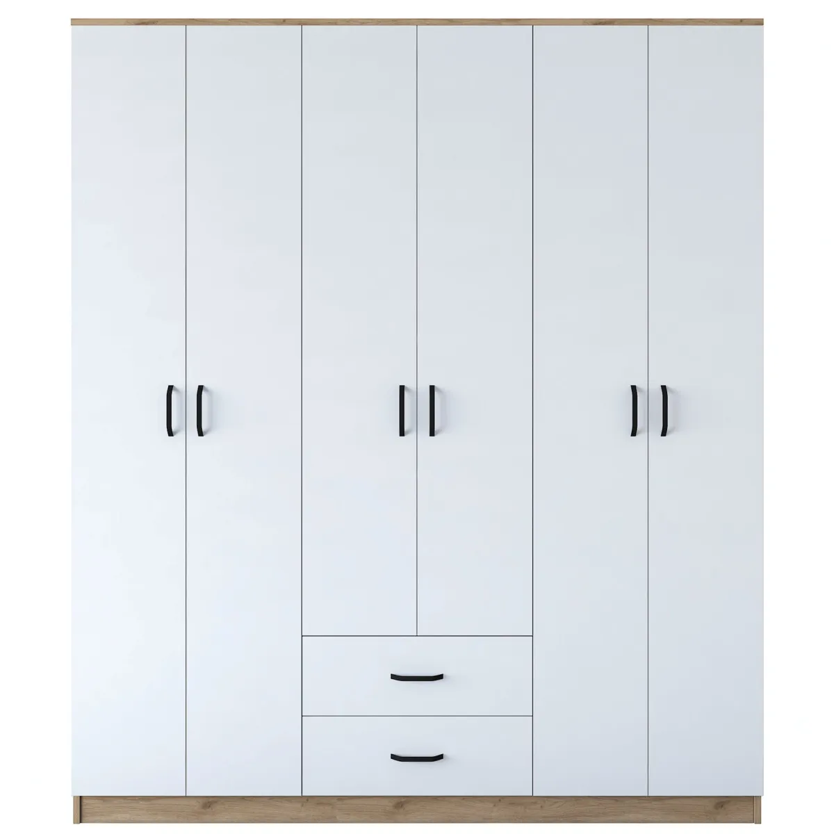 Altri Guardaroba > Dmora Armadio Grande Bianco: Organizzazione Elegante e Funzionale Marrone, Bianco Rovere