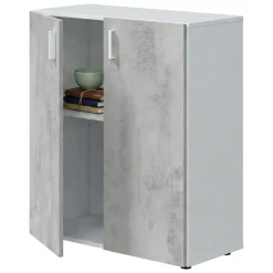 Bagno|Camera Da Letto > Dmora Armadio grigio e bianco 2 ante 80x92h cm - Argento Bianco, Grigio Cemento