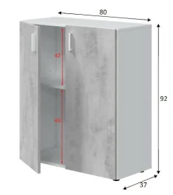 Bagno|Camera Da Letto > Dmora Armadio grigio e bianco 2 ante 80x92h cm - Argento Bianco, Grigio Cemento