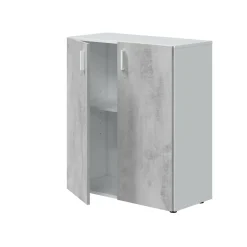 Bagno|Camera Da Letto > Dmora Armadio grigio e bianco 2 ante 80x92h cm - Argento Bianco, Grigio Cemento