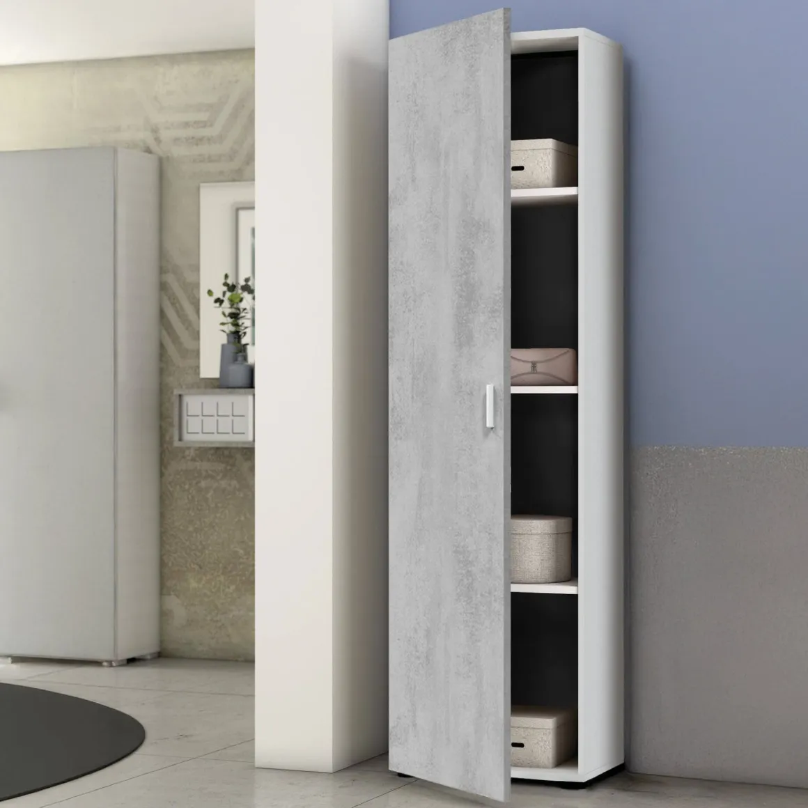 Armadio grigio e bianco slim 41x182h cm - Avlis