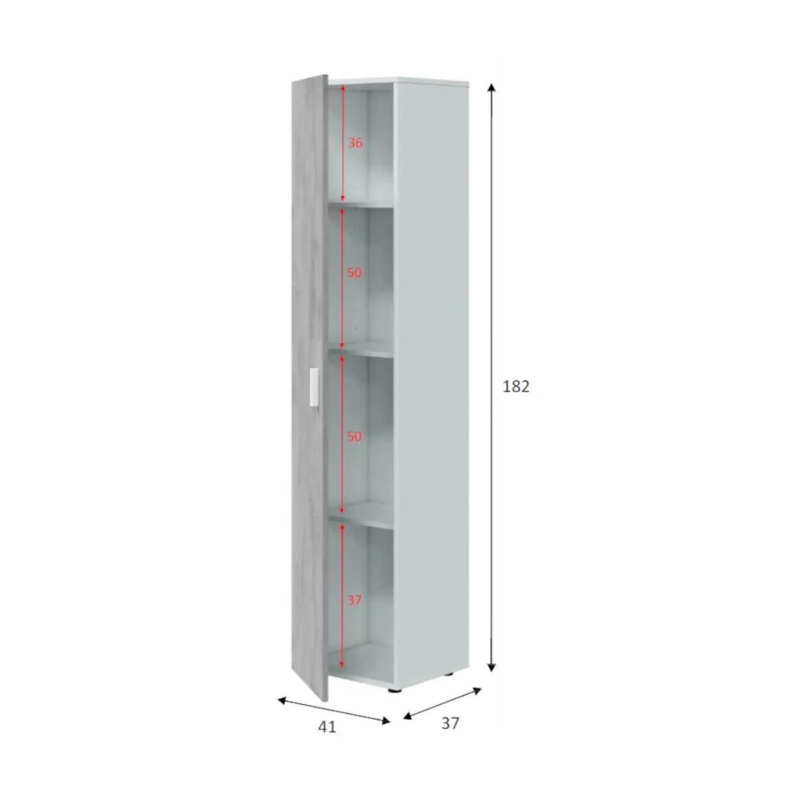 Armadio grigio e bianco slim 41x182h cm - Avlis