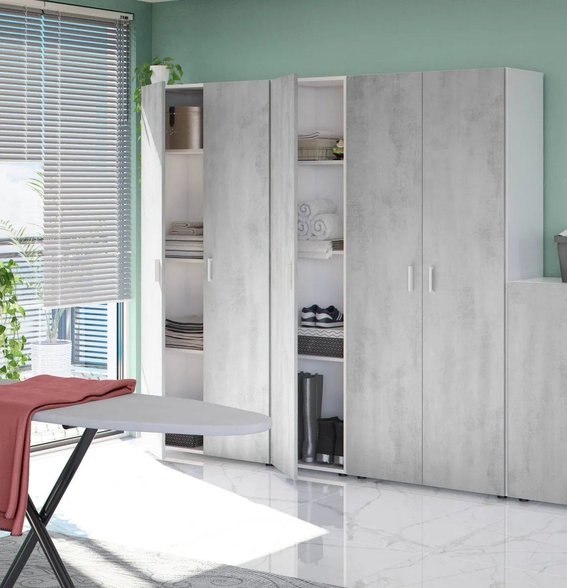 Armadio grigio e bianco slim 41x182h cm - Avlis