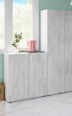 Armadio grigio e bianco slim 41x182h cm - Avlis