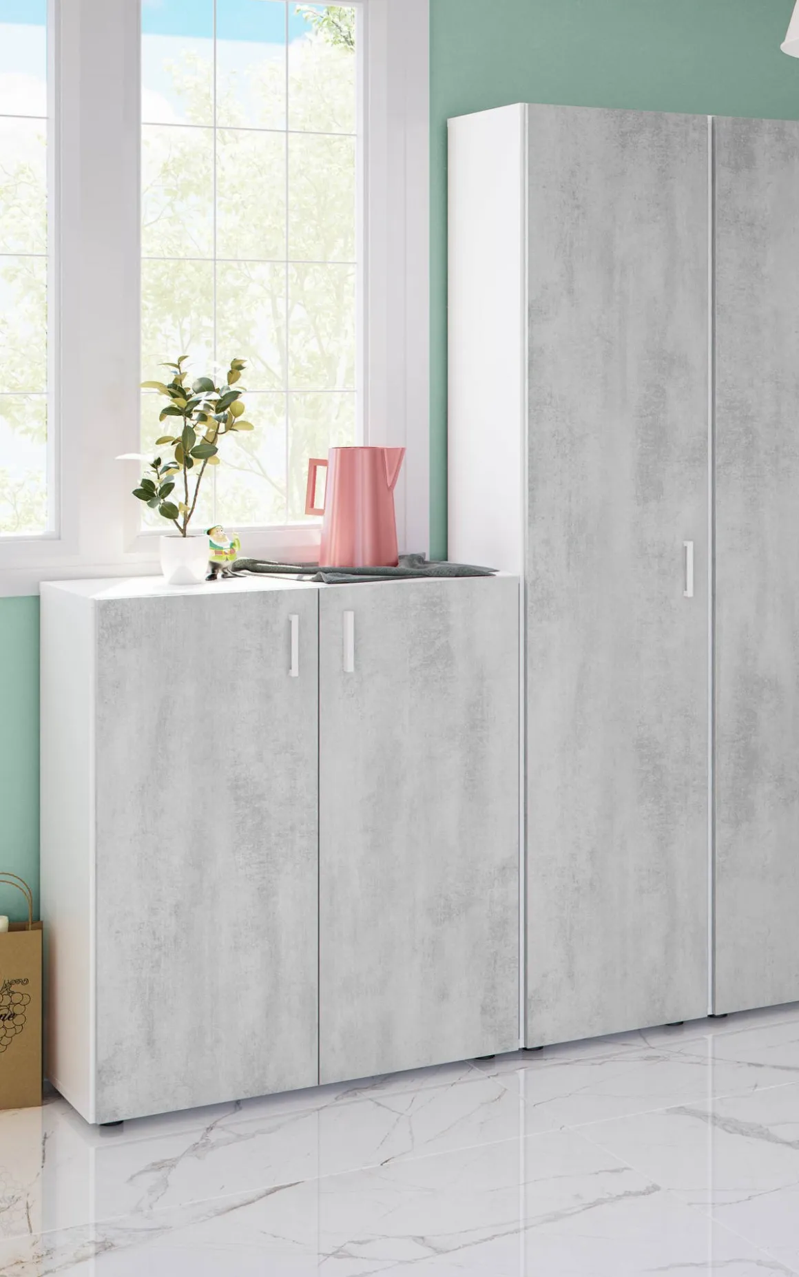 Armadio grigio e bianco slim 41x182h cm - Avlis