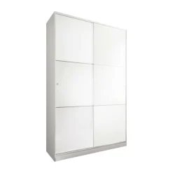 Armadio Guardaroba 2 Ante Scorrevoli 120x50x200h cm Bianco lucido Salvaspazio in Legno con Appendiabiti e 4 Ripiani Regolabili – Adrenalin