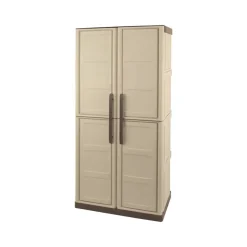 Armadi Da Esterno|Outdoor > Dmora Armadio in plastica 2 ante beige e marrone 70x91h cm - Acira Marrone, Beige