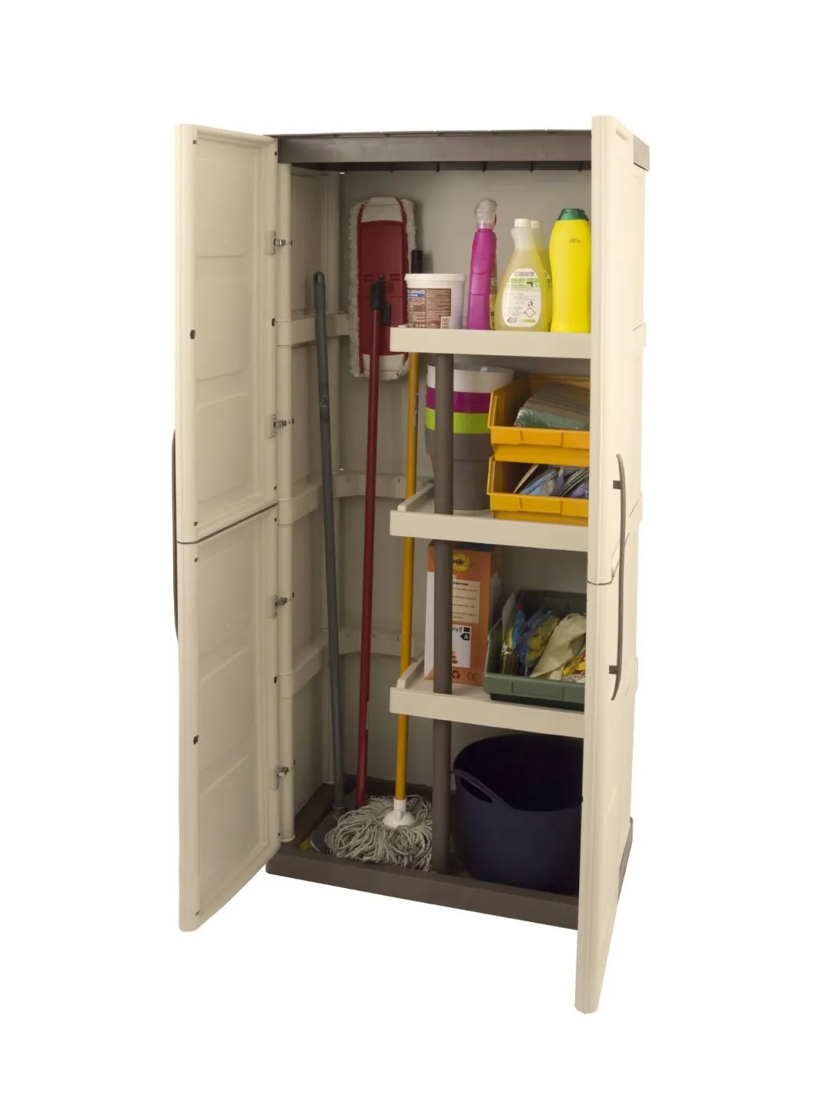 Armadio in plastica 2 ante beige e marrone 70x165h cm - Ipno