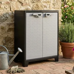 Armadi Da Esterno|Outdoor > Dmora Armadio in plastica 2 ante 100x172h cm - Allain Grigio Chiaro