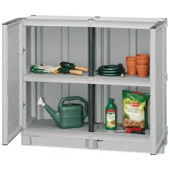 Armadi Da Esterno|Outdoor > Dmora Armadio in plastica 2 ante 35x172h cm - Achae Grigio Chiaro