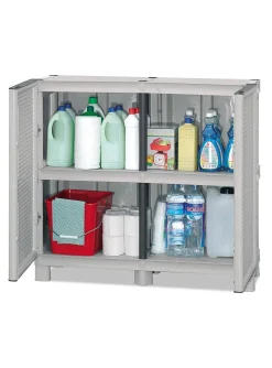 Armadio in plastica 2 ante grigio chiaro 100x92h cm - Arlinda