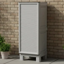 Armadi Da Esterno|Outdoor > Dmora Armadio in plastica 2 ante 70x172h cm - Achae Grigio Chiaro