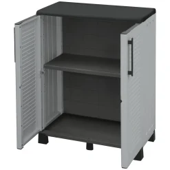 Armadio in plastica 2 ante grigio chiaro e nero 68x90h cm - Anthony