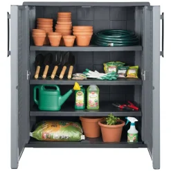 Armadi Da Esterno > Dmora Armadio in plastica 2 ante grigio e verde 80x182h cm - Quesnel Verde, Grigio