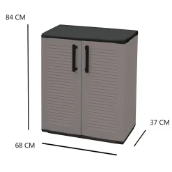 Armadio in plastica 2 ante grigio e nero 68x84h cm - Amordel