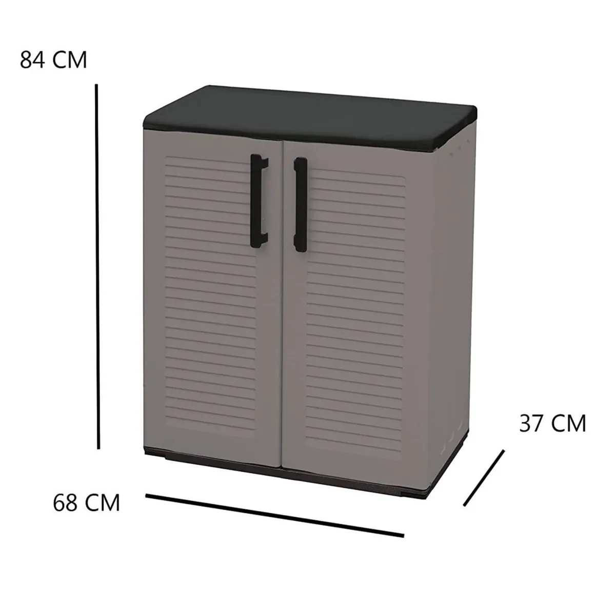 Armadio in plastica 2 ante grigio e nero 68x84h cm - Amordel