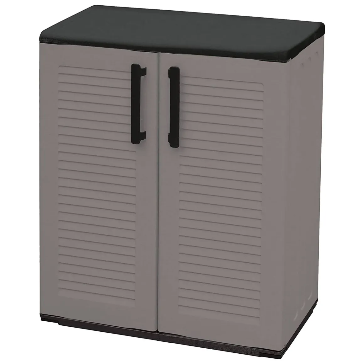 Armadio in plastica 2 ante grigio e nero 68x84h cm - Amordel