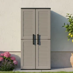 Armadio in plastica impermeabile grigio e nero 68x163h cm - Akina