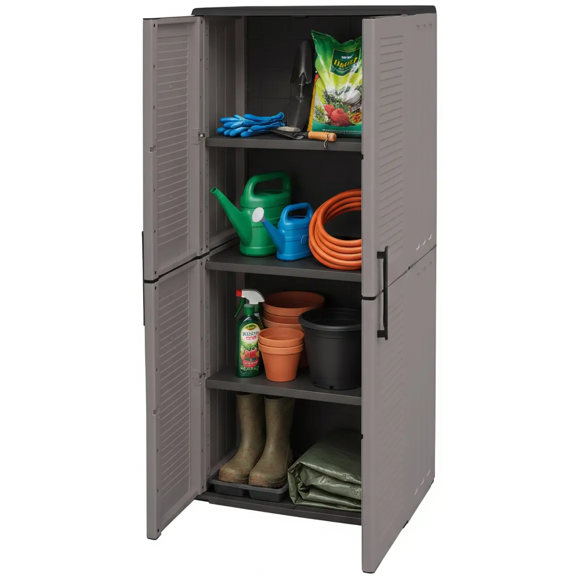 Armadio in plastica impermeabile grigio e nero 68x163h cm - Akina