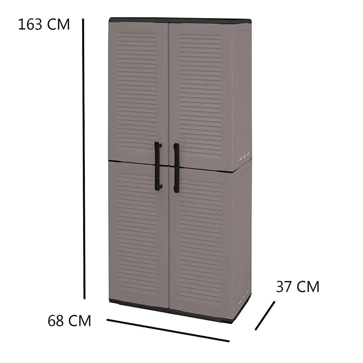Armadio in plastica impermeabile grigio e nero 68x163h cm - Akina