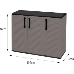 Armadi Da Esterno|Outdoor > Dmora Armadio in plastica minimal 3 ante grigio e nero 102x84h cm - Aranka Nero, Grigio