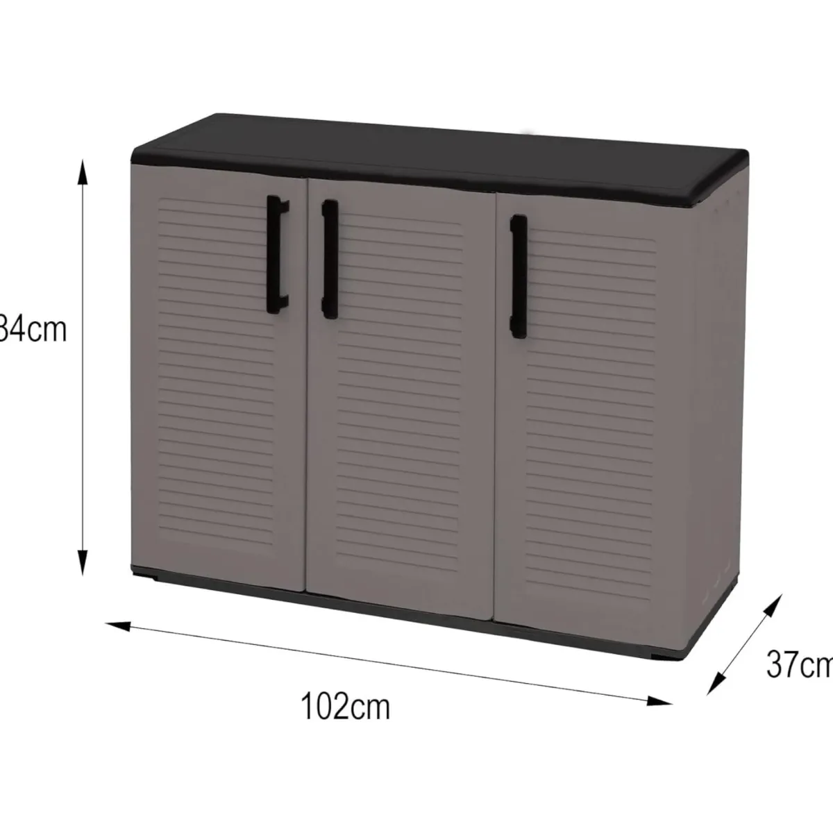 Armadi Da Esterno|Outdoor > Dmora Armadio in plastica minimal 3 ante grigio e nero 102x84h cm - Aranka Nero, Grigio