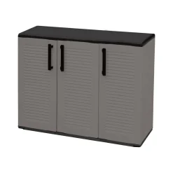 Armadi Da Esterno|Outdoor > Dmora Armadio in plastica minimal 3 ante grigio e nero 102x84h cm - Aranka Nero, Grigio