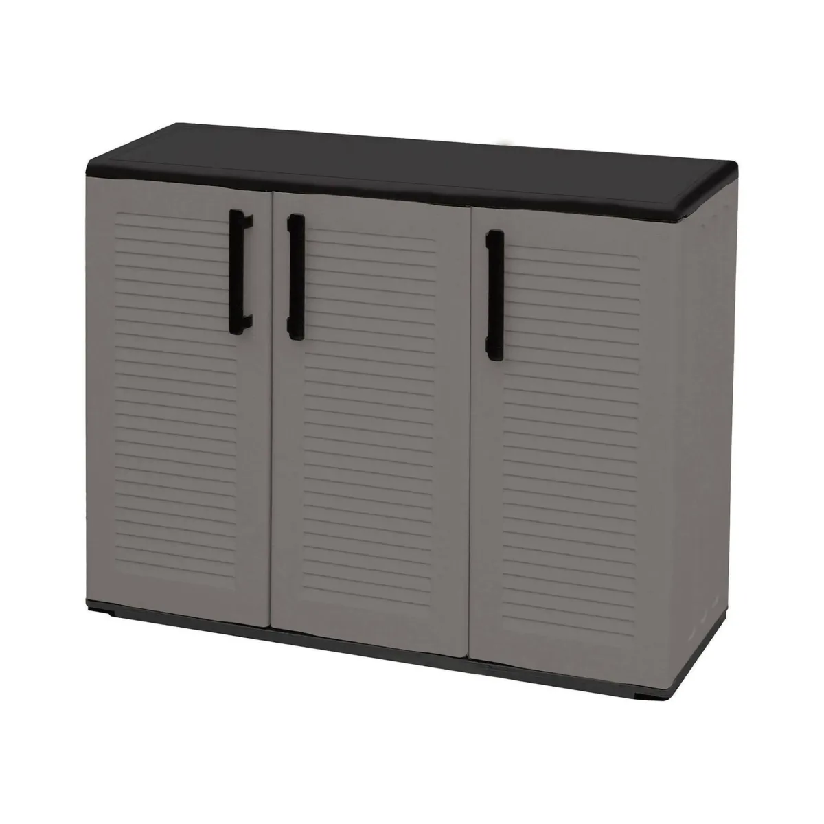 Armadi Da Esterno|Outdoor > Dmora Armadio in plastica minimal 3 ante grigio e nero 102x84h cm - Aranka Nero, Grigio