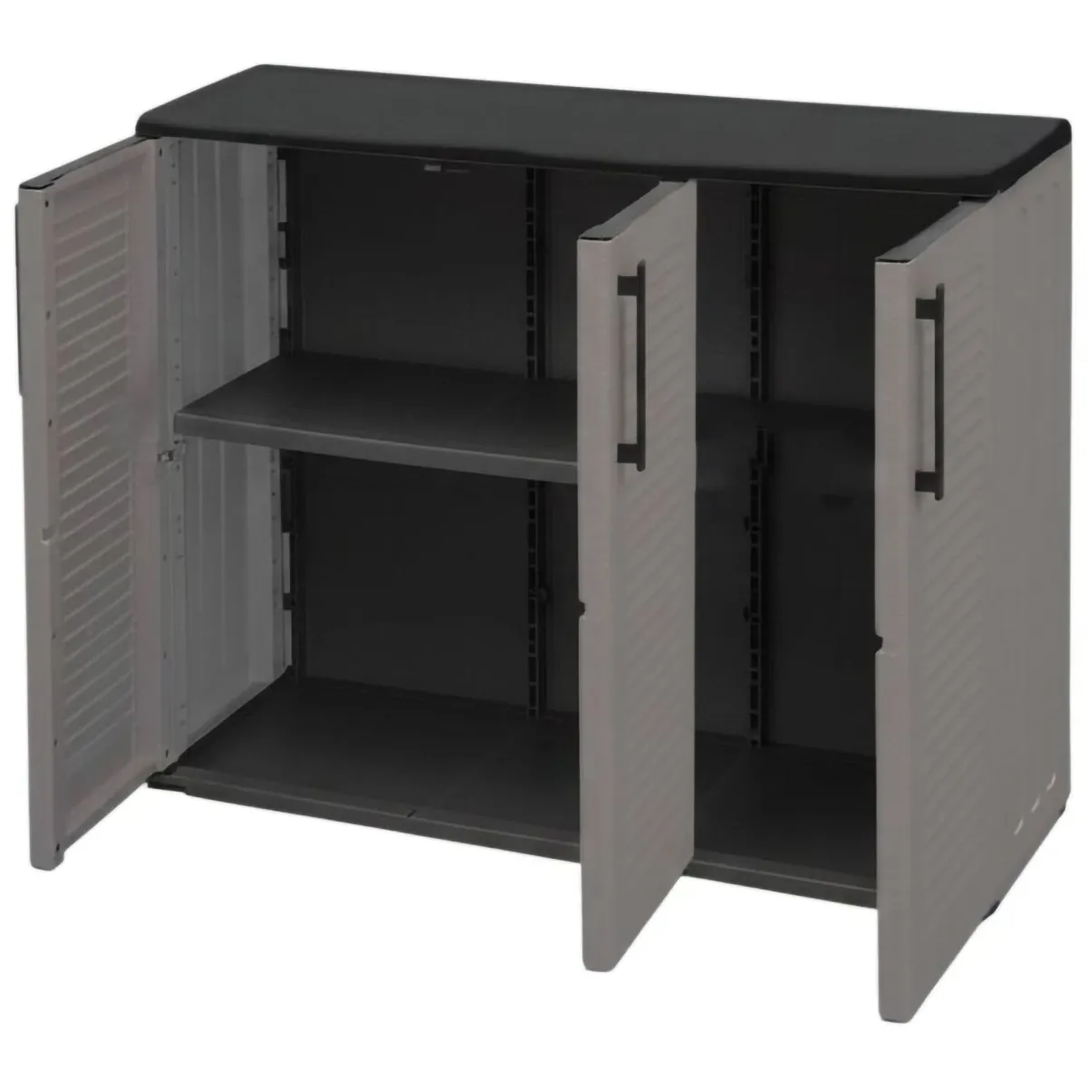 Armadi Da Esterno|Outdoor > Dmora Armadio in plastica minimal 3 ante grigio e nero 102x84h cm - Aranka Nero, Grigio