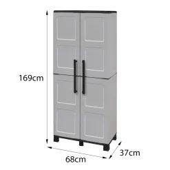 Armadio in plastica resistente raggi UV grigio chiaro e nero 68x169h cm - Askan