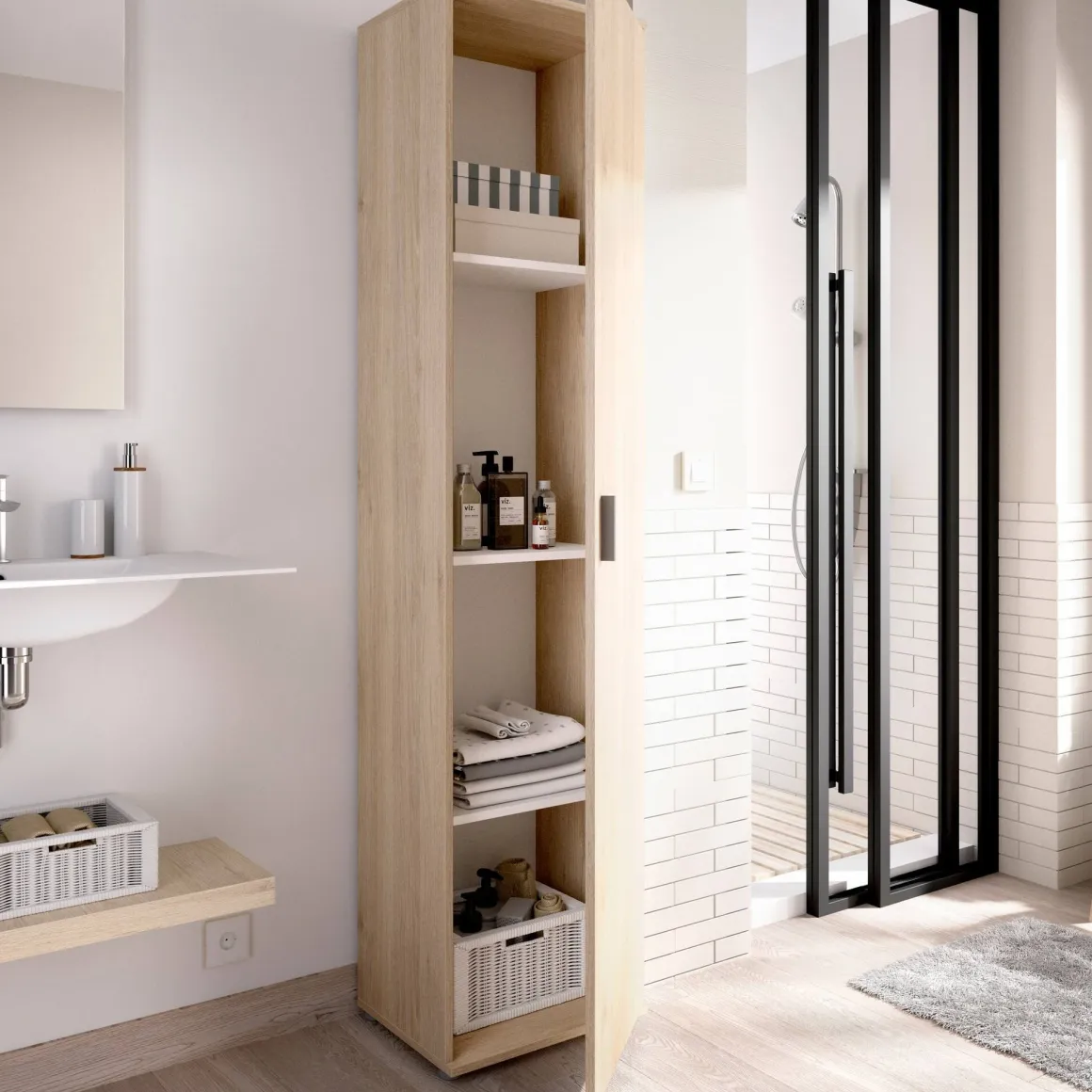 Armadio legno bagno 39x190h cm - Arrow
