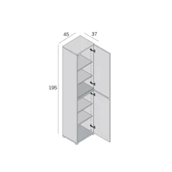 Armadi Multiuso 2 Ante|Camera Da Letto > Dmora Armadio legno chiaro multiuso 45x195h cm - Daisuke Marrone Olmo