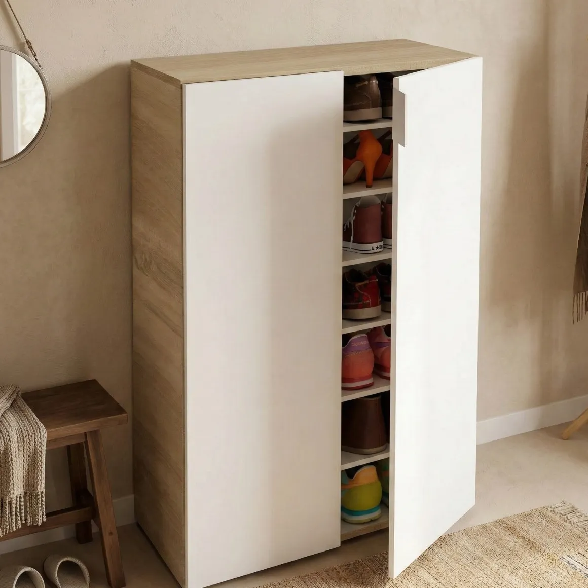 Armadio legno e bianco 2 ante 72x103h cm - Athenodora