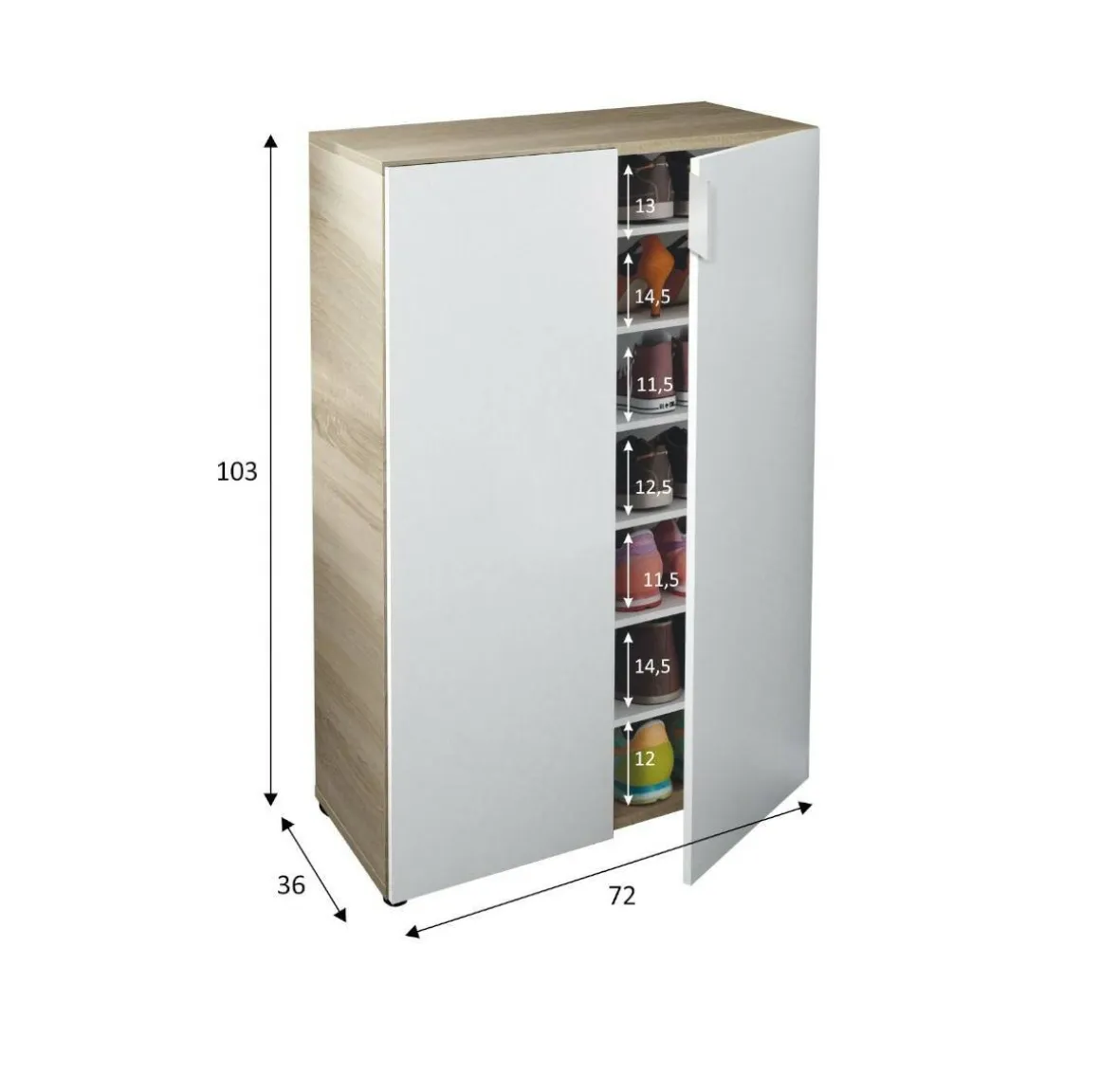 Armadio legno e bianco 2 ante 72x103h cm - Athenodora