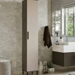 Armadi Multiuso 1 Anta > Dmora Armadio marrone e antracite slim 29x183h cm - Eusebe Nero, Marrone Antracite