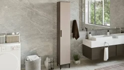 Armadi Multiuso 1 Anta > Dmora Armadio marrone e antracite slim 29x183h cm - Eusebe Nero, Marrone Antracite