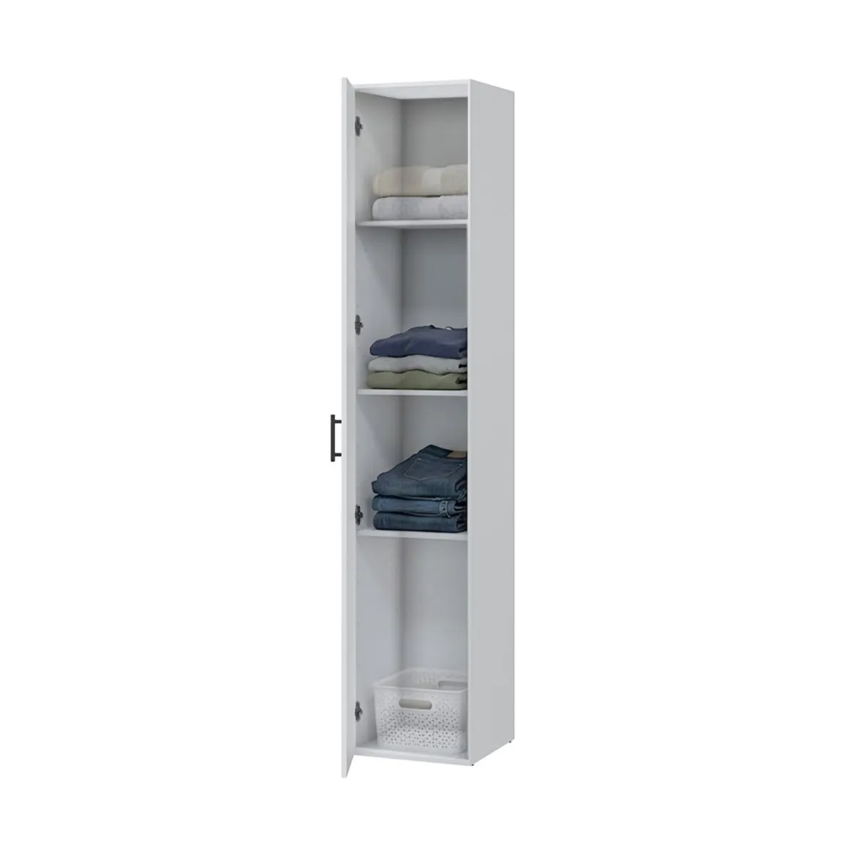 Armadi Multiuso 1 Anta > Dmora Armadio Multiuso 1 Anta 2 Ripiani Apertura Battente 41x206h cm, Un'anta - Crucoli Bianco