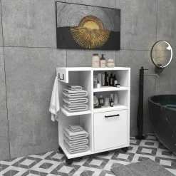 Armadi Multiuso 1 Anta > Dmora Armadio Multiuso 1 Anta 8 Ripiani Un'anta 29x130h cm, 8 Vani - Noepoli Bianco