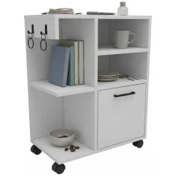 Armadi Multiuso 1 Anta > Dmora Armadio Multiuso 1 Anta 8 Ripiani Un'anta 29x130h cm, 8 Vani - Noepoli Bianco