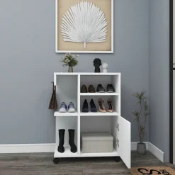 Armadio Multiuso 1 Anta Bianco 5 Ripiani Un'anta 81x60h cm, 5 Vani - Fornelli
