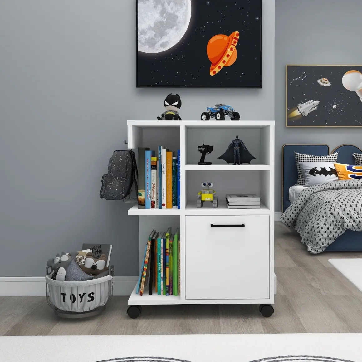 Armadio Multiuso 1 Anta Bianco 5 Ripiani Un'anta 81x60h cm, 5 Vani - Fornelli