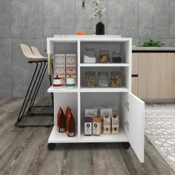 Armadio Multiuso 1 Anta Bianco 5 Ripiani Un'anta 81x60h cm, 5 Vani - Fornelli